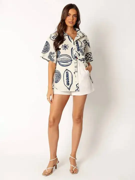 Image for StylecastXKotty-White%26BlackAbstractPrintedRelaxedFitOversizedCasualShirt