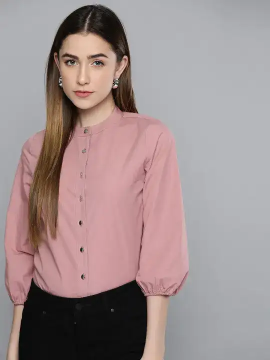 Image for Chemistry-WomenDustyPinkCottonSolidFormalShirt