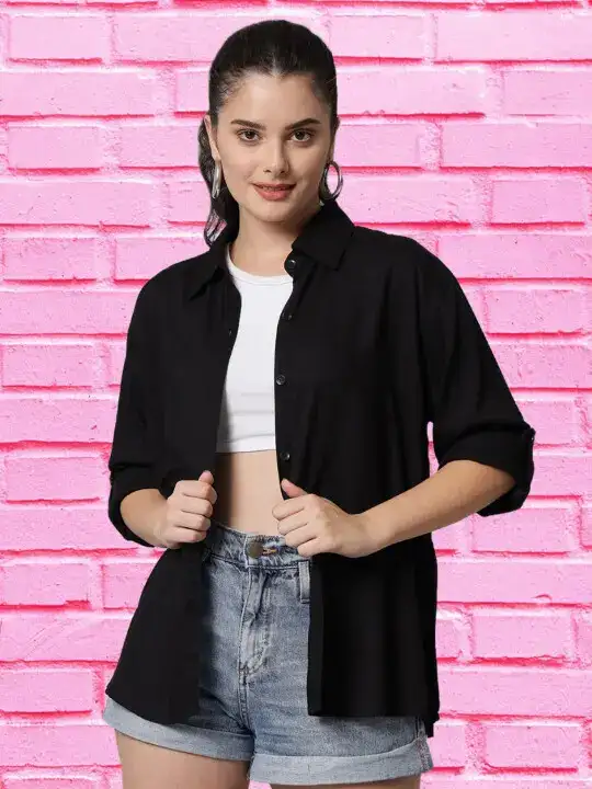 Image for FundayFashion-LongSleevesSpreadCollarCottonOpaqueCasualShirt