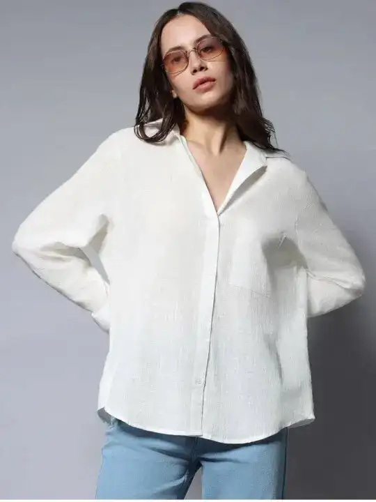 Image for Zyla-Women'sRelaxedSemi-SheerCasualShirt