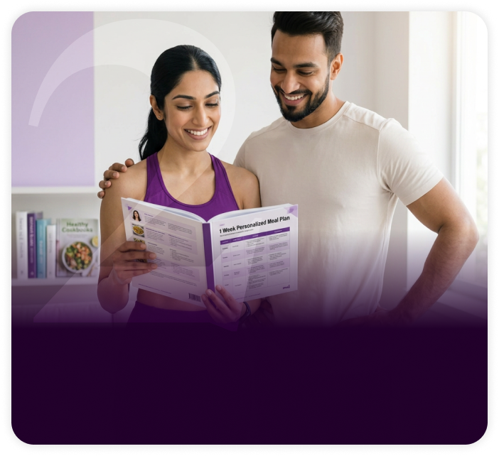Couple reviewing a diet plan together