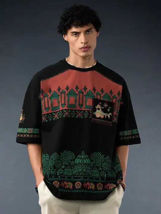 Image for TheSouledStore-MenOversizedFitPrintedBlackT-Shirts