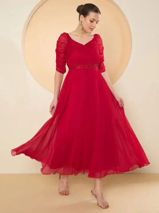 Image for Antheaa-Women'sChiffonEmbellishedMaxiDress