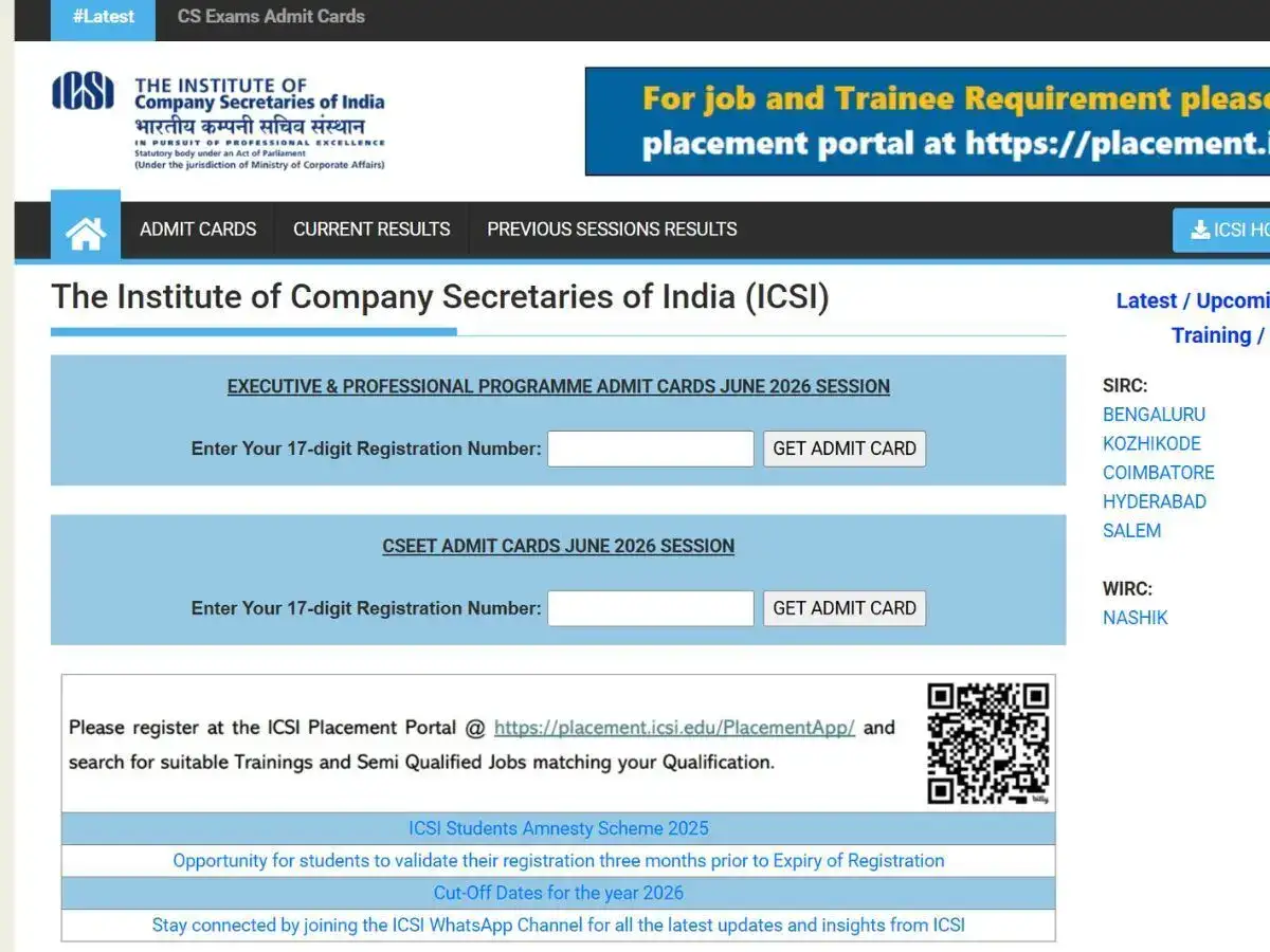 ICSI CSEET admit card out at icsi.results.shiksha: Check how to download, direct link, exam guidelines and more