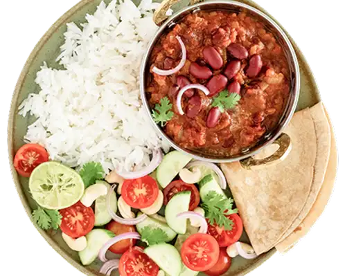 Rajma, jeera rice, kachumber salad