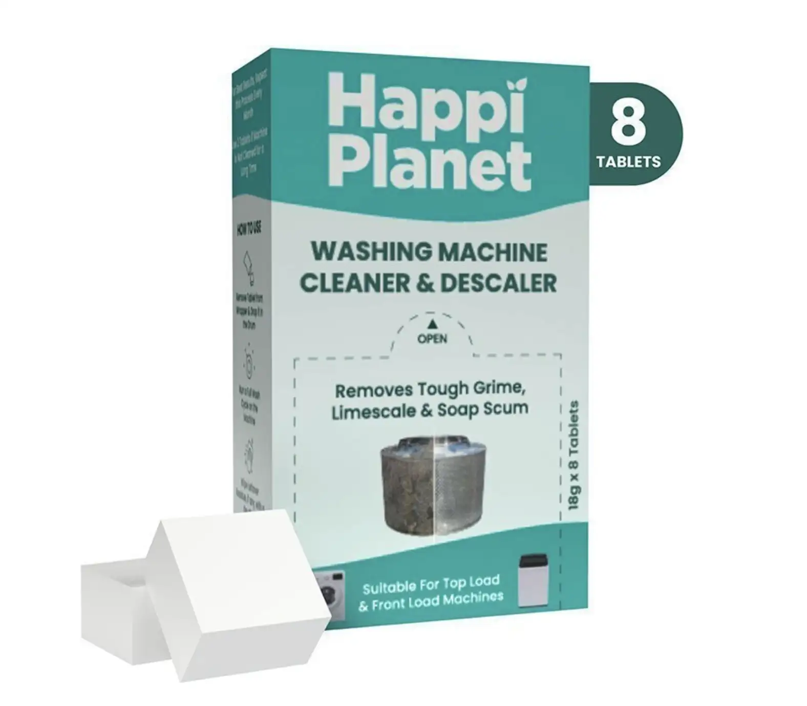 Image for HappiPlanetWashingMachineCleaner%26DescalerTablets(8Tablet)