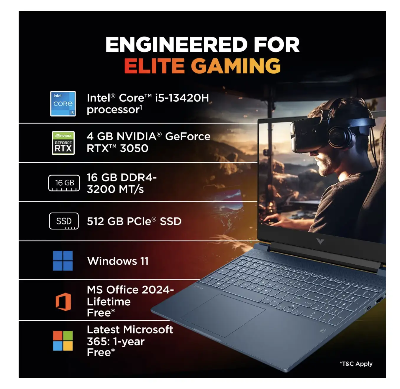 Image for HPVictusInteli513thGen13420HRTX305016GB%2F512GBGamingLaptop