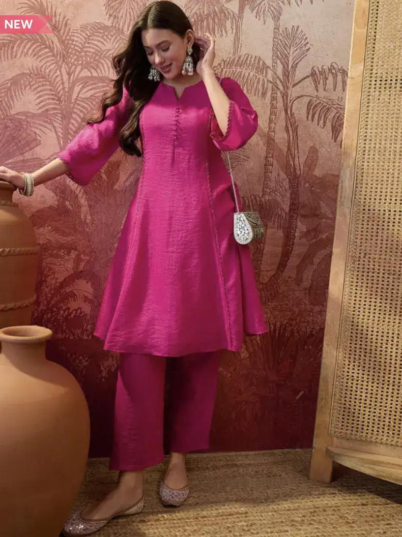 Image for SangriaEmbroideredRoundNeckKurta%26Trousers