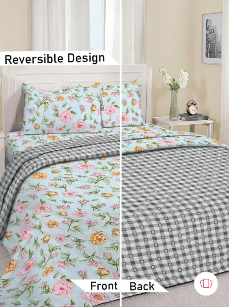 Image for MyntraElegantHomes350GSMFloralPolycotton4PieceKingSizeBeddingSet