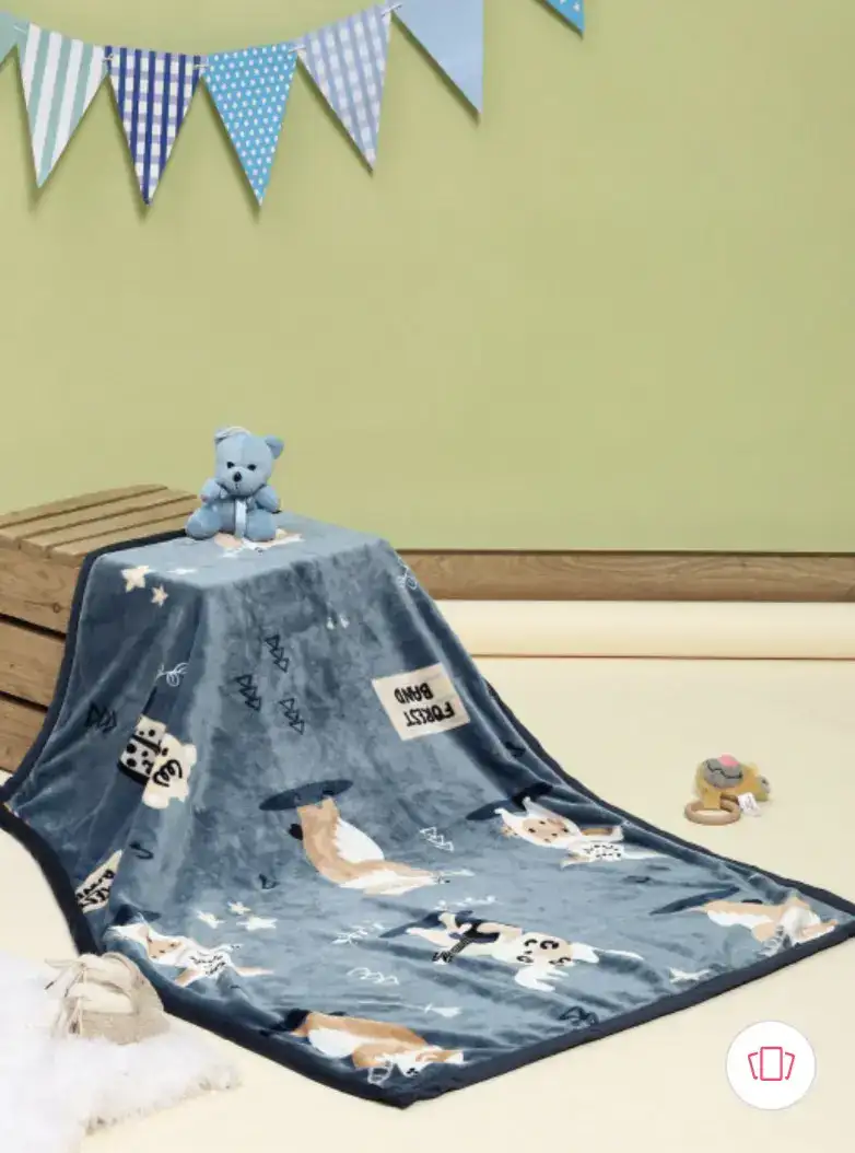 Image for MonteCarloBlue%26WhiteCartoonCharactersMildWinter600GSMSingleBedBlanket