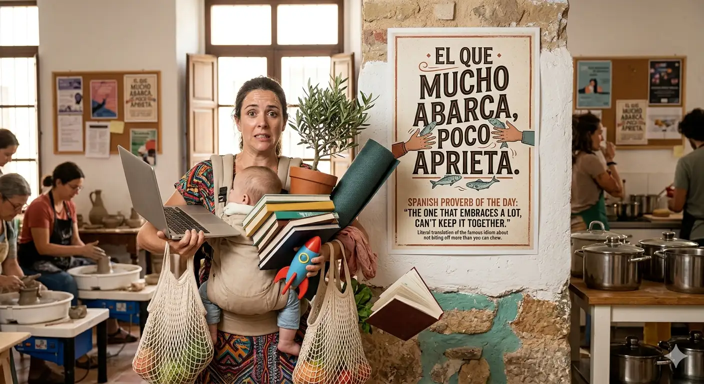 Spanish Proverb of the Day: 'The one that embraces a lot, can’t keep it together...'-Life lessons on focus, balance, priorities, and why trying to do everything often leads to losing everything