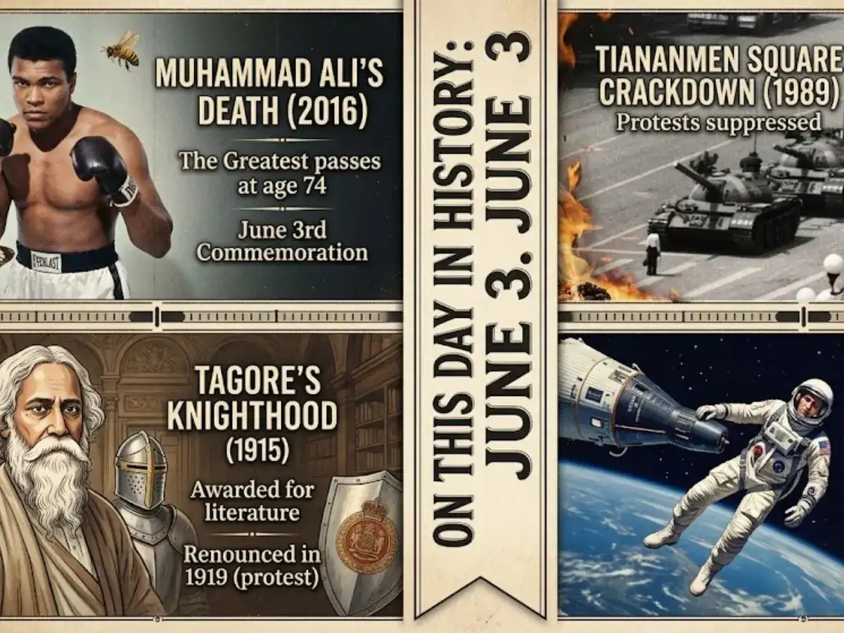 On This Day in History, June 3: Muhammad Ali’s death, Tiananmen Square crackdown, Tagore’s knighthood, Partition plan and first American spacewalk