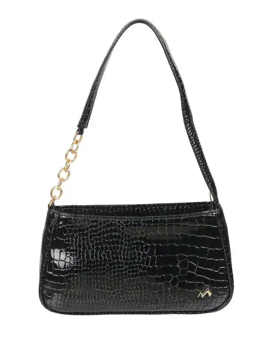 Image for Metro-BlackAnimalTexturedStructuredShoulderBag