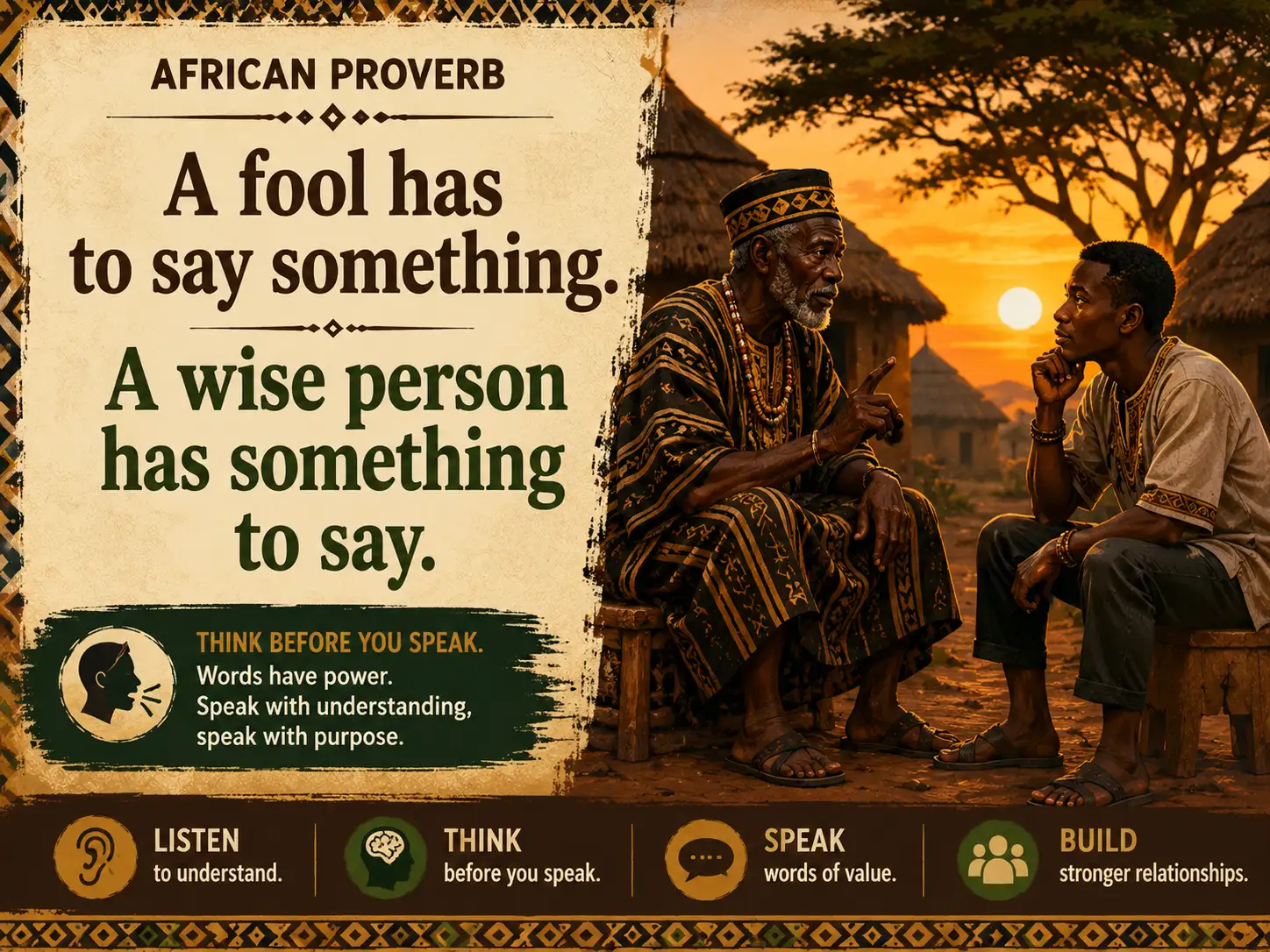 African Proverb of the Day: 'A fool has to say something...'