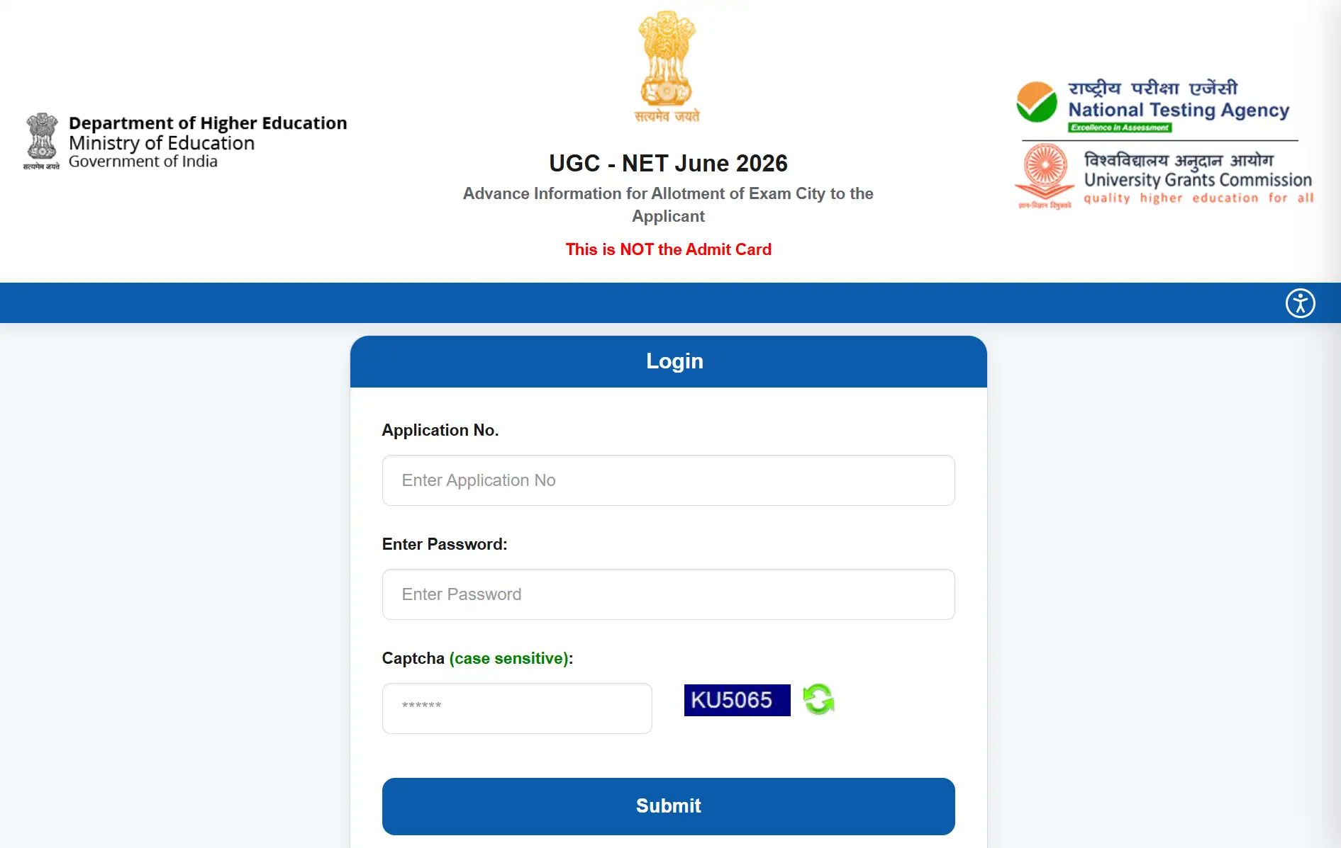 UGC NET June 2026 city intimation slip released at ugcnet.nt