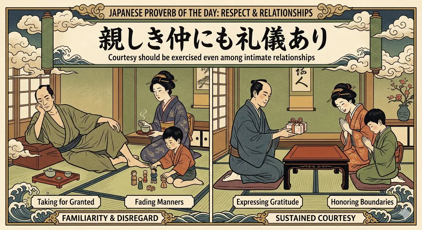 Japanese proverb of the day: 'Courtesy should be exercised e