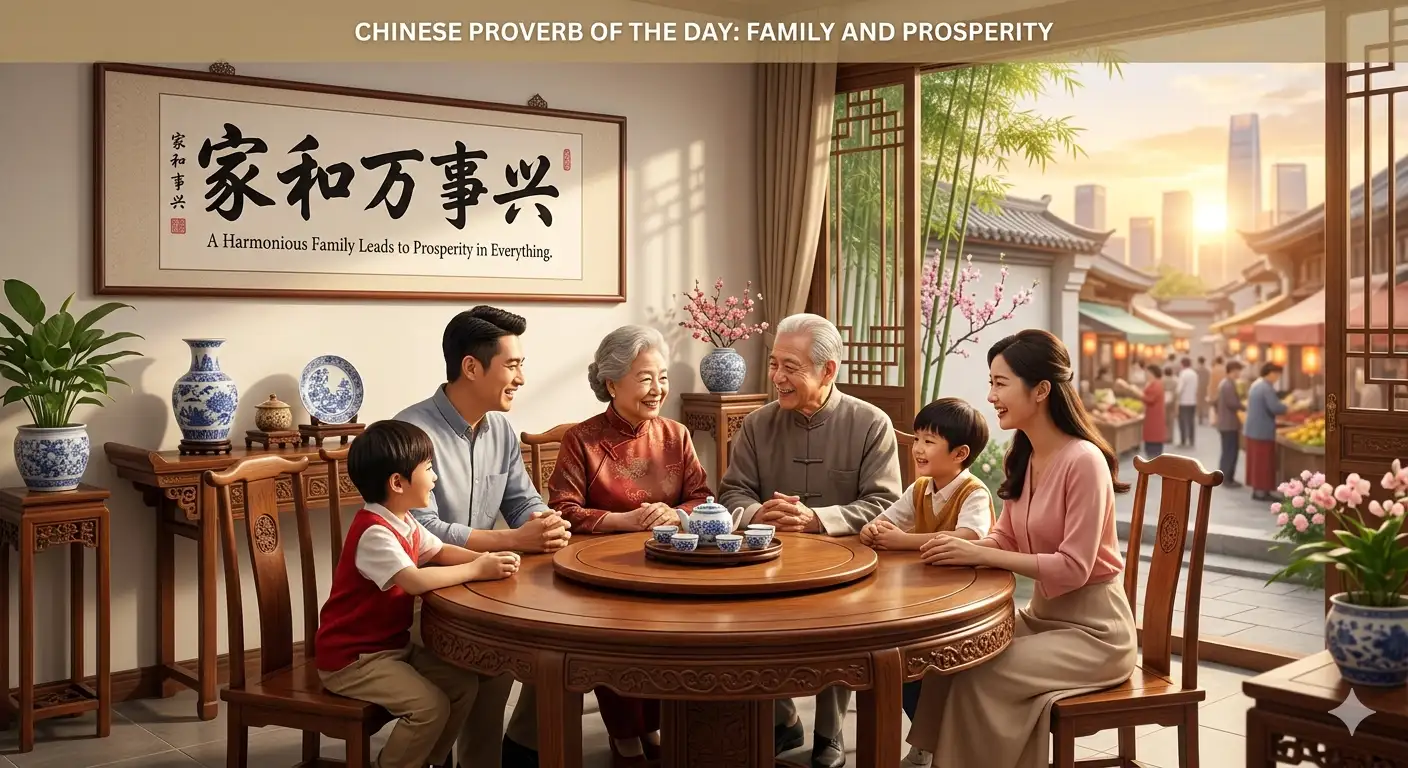 Chinese proverb of the day: 'A harmonious family leads to pr