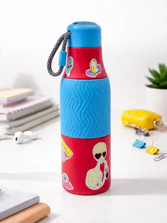 Image for Rabitat-ZappyKidsRedMartianPrintedStainlessSteelInsulatedWaterBottle