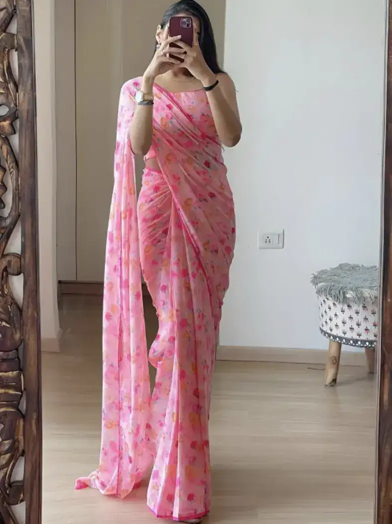 Image for ModaRapidoFloralPrintedPureGeorgetteReady-to-WearSaree