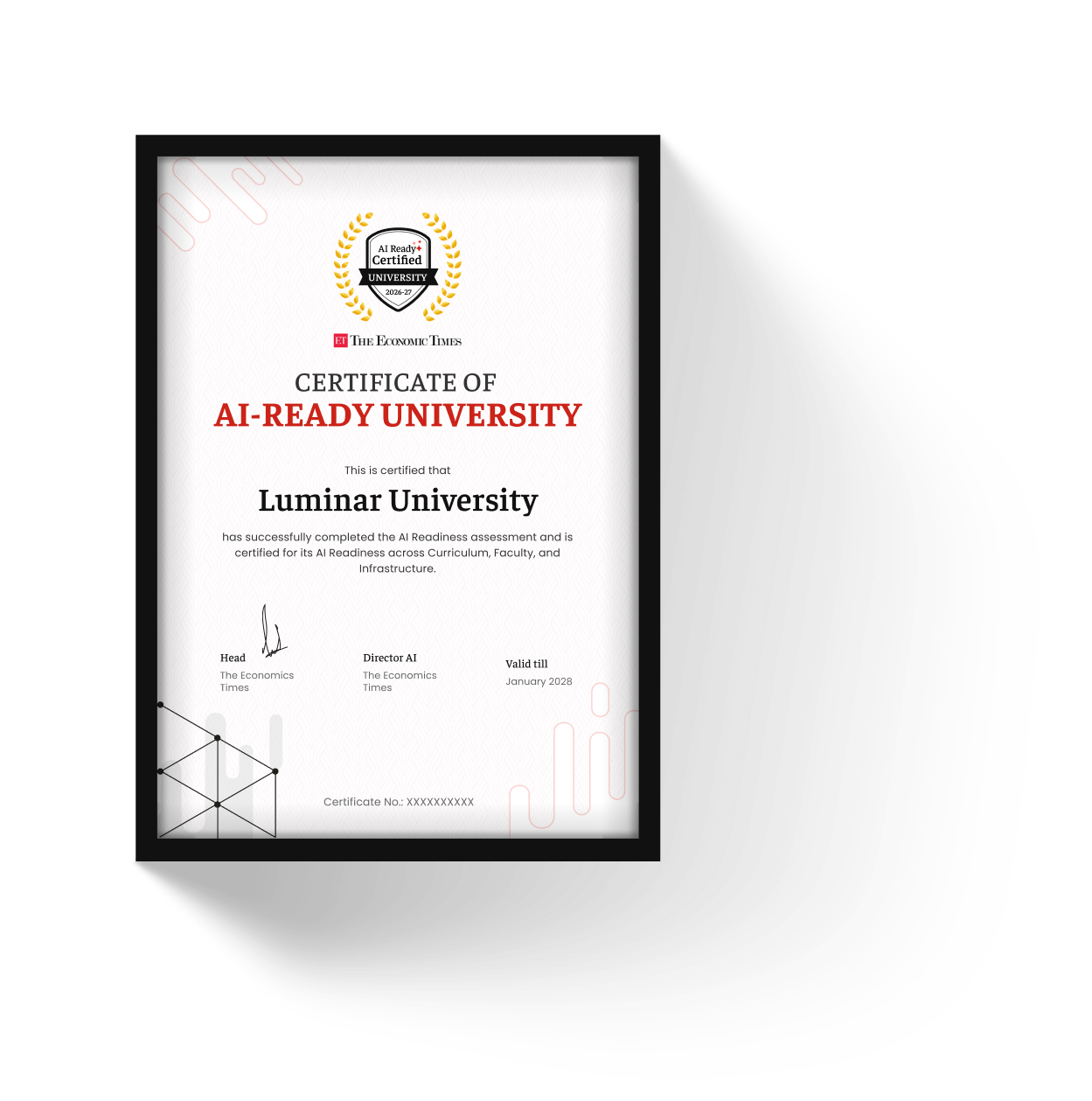 Framed ET AI-Ready certificate