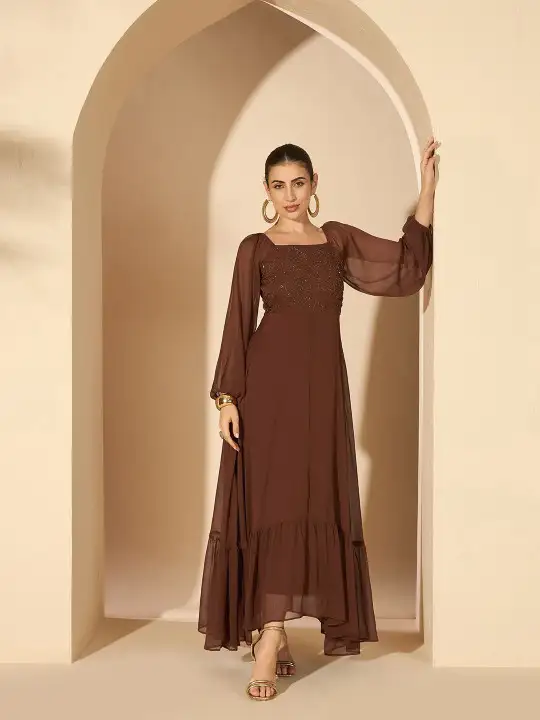 Image for Antheaa-Women'sEmbellishedRufflesMaxiDress