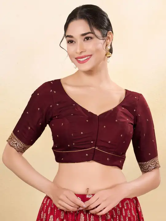 Image for VAMAS-WomenSweetheartNeckPaddedReadymadeSareeBlouse