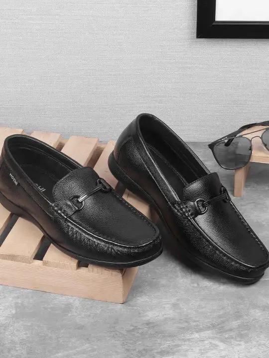 Image for Mochi-Men'sSolidLeatherRoundToeFormalLoafers