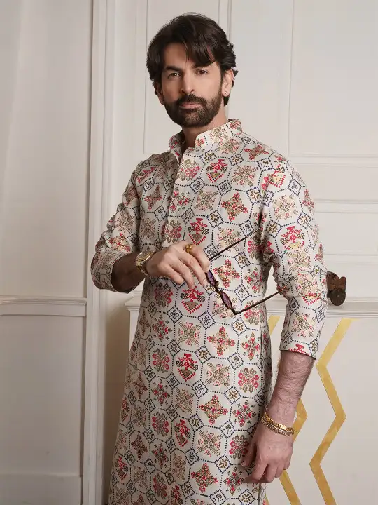 Image for SOJANYA-EthnicMotifsPrintedBandCollarStraightKurta