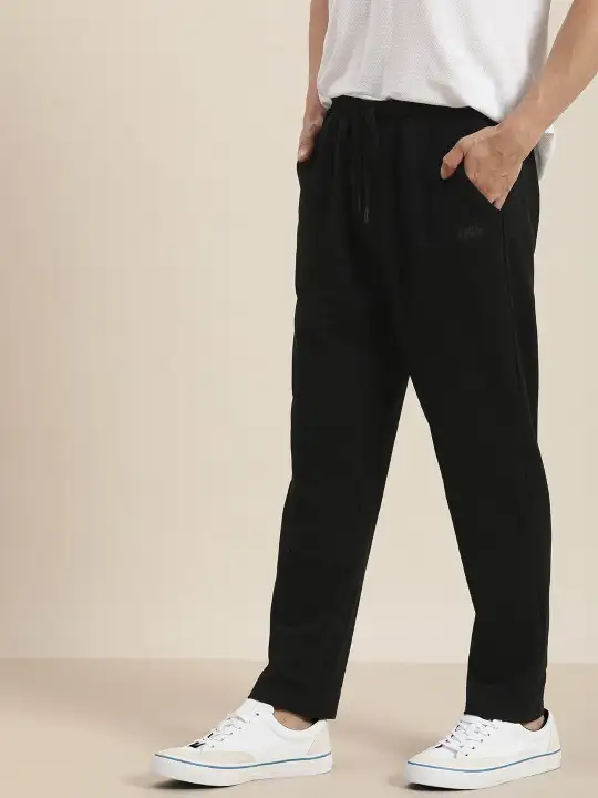 Image for InvictusIndoor-Men'sBlackSolidRegularFitMid-RiseTrackPants