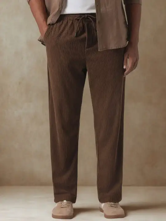 Image for INDICLUB-Men'sSelf-DesignMid-RiseTrackPants