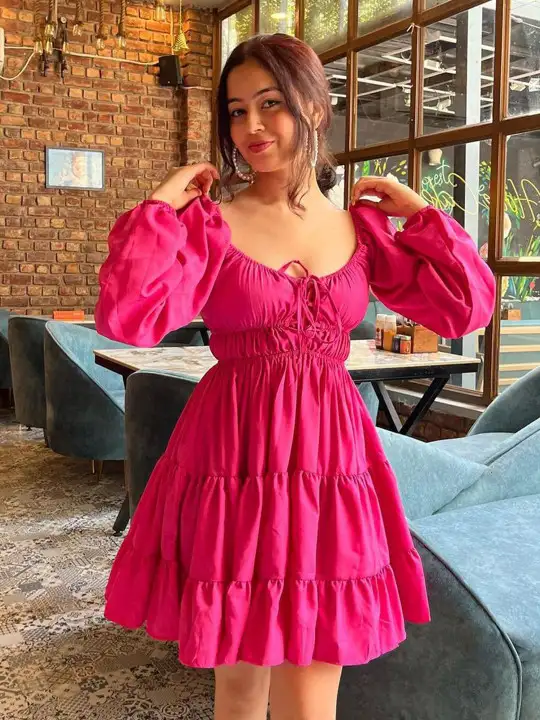 Image for TANDUL-PuffSleeveFit%26FlareDress