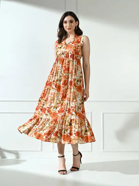 Image for TRENDME-WomenFloralPrintA-LineMidiDress