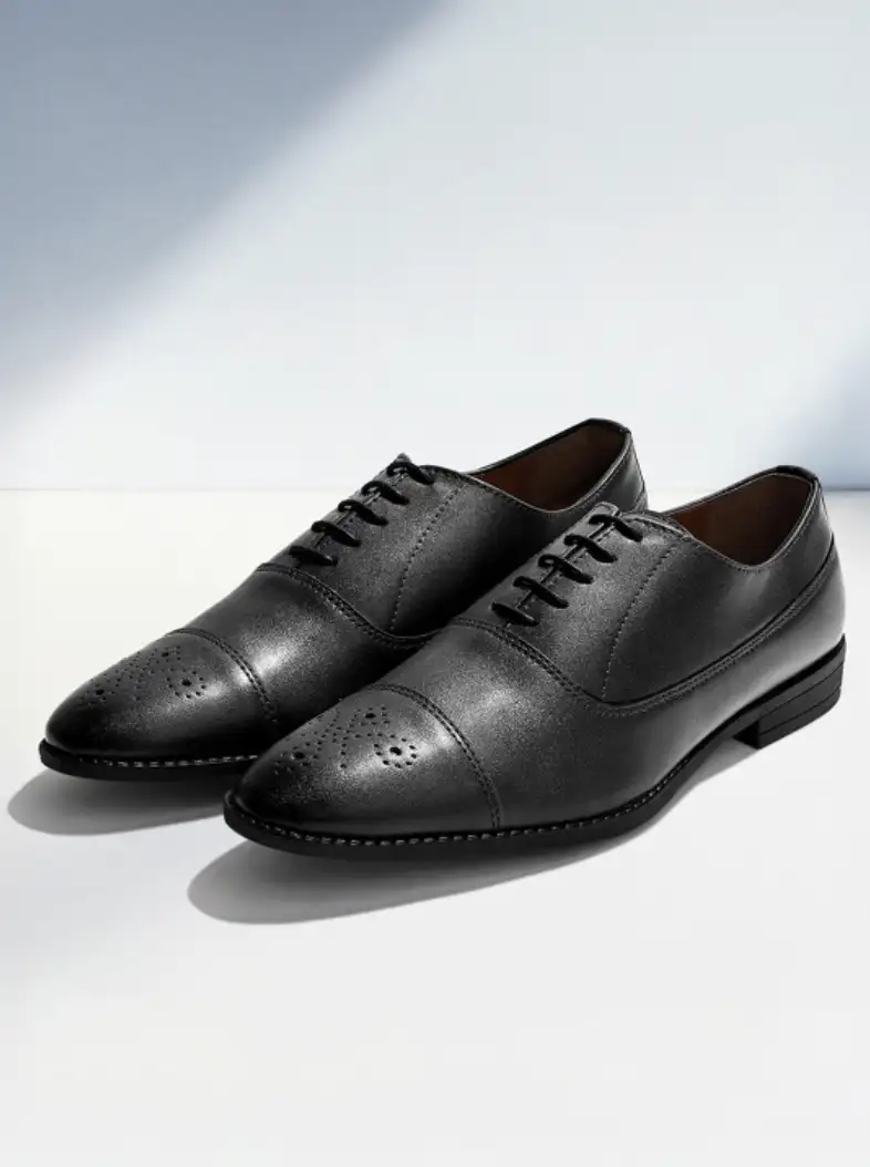 Image for LOUISSTITCHMenJetBlackFormalLaceUpDerbyShoes
