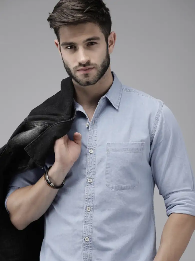 Image for RoadsterTheLifestyleCoMenRegularFitChambrayCasualShirt