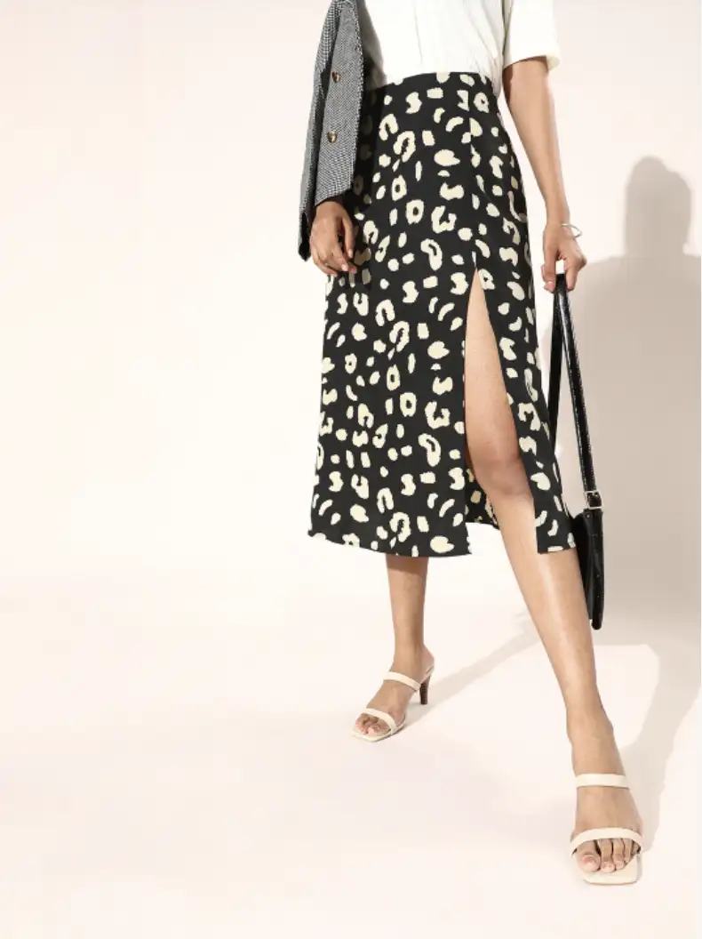 Image for BerrylushWomenBlackAbstractAnimalPrintedSkirt