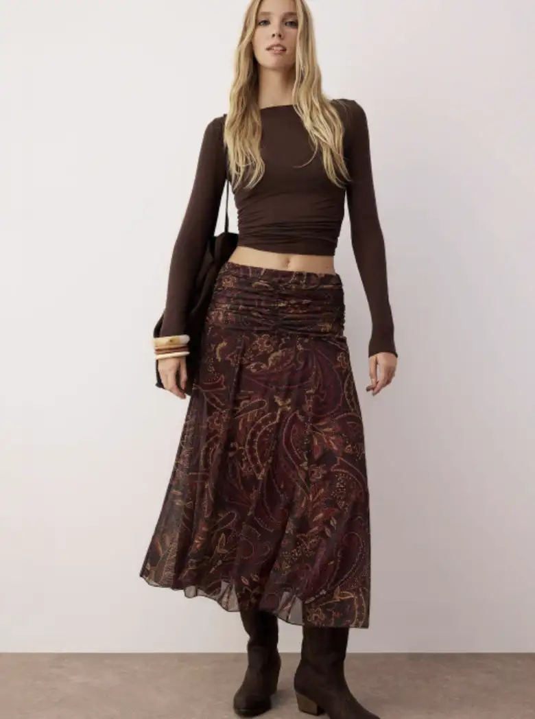 Image for TrendyolPrintedA-LineMidiSkirts