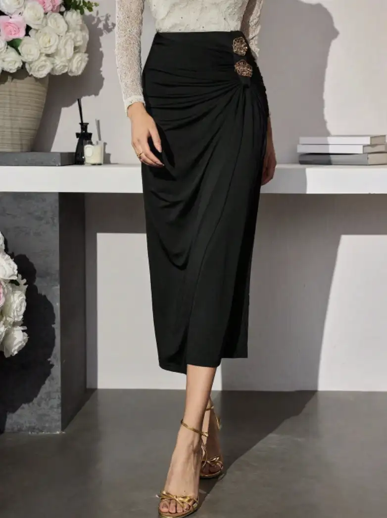 Image for StyleCastWomenBackSlitMidiDividedSkirt