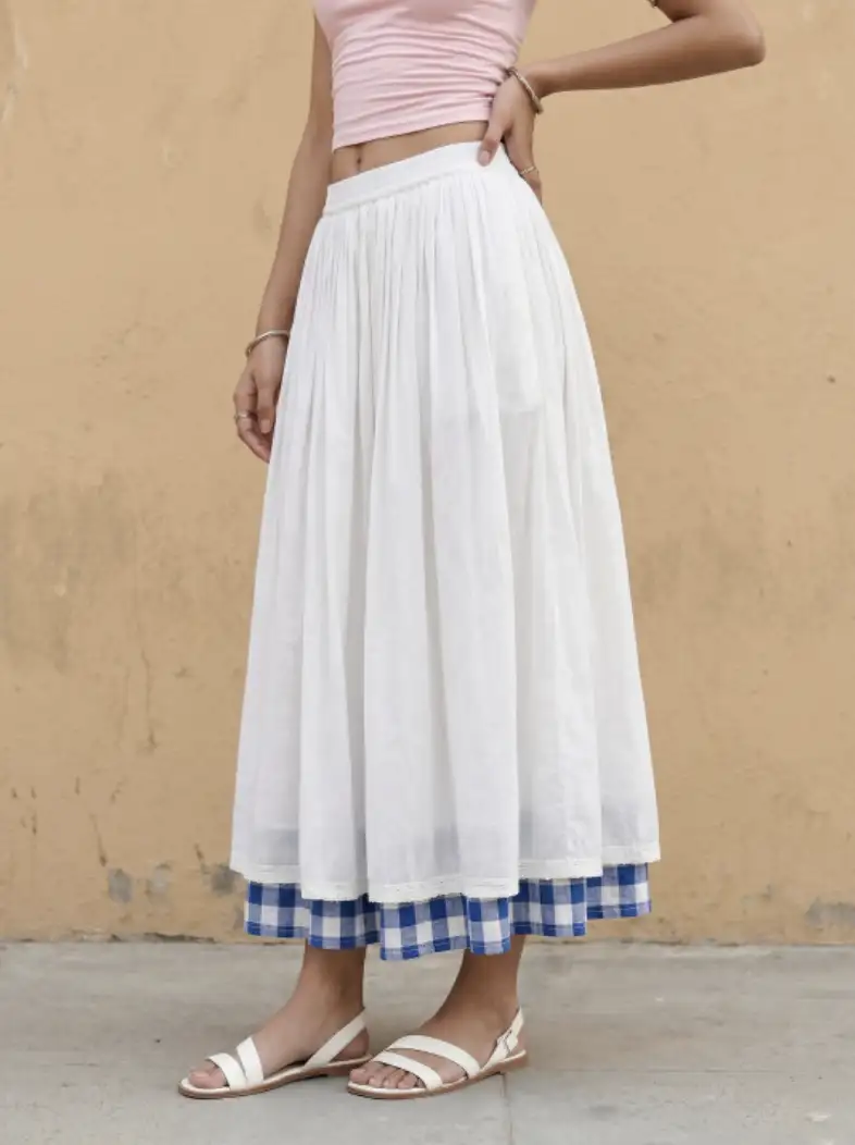 Image for fusionbyglitchezPureCottonCheckedMidiFlaredSkirt