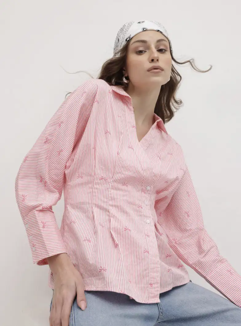 Image for RoadsterTheLifeCo.CandyStripesSpreadCollarPureCottonCasualShirt