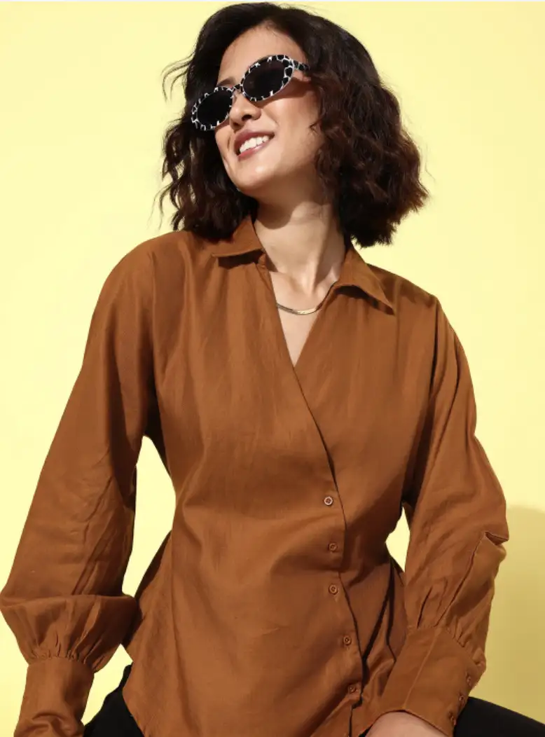 Image for RoadsterTheLifeCo.PureCottonWrapDetailOpaqueCasualShirt