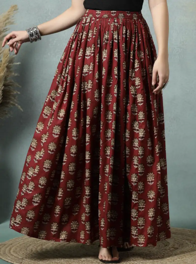 Image for SUNEKHFloralPrintedCottonFlaredMaxiSkirt