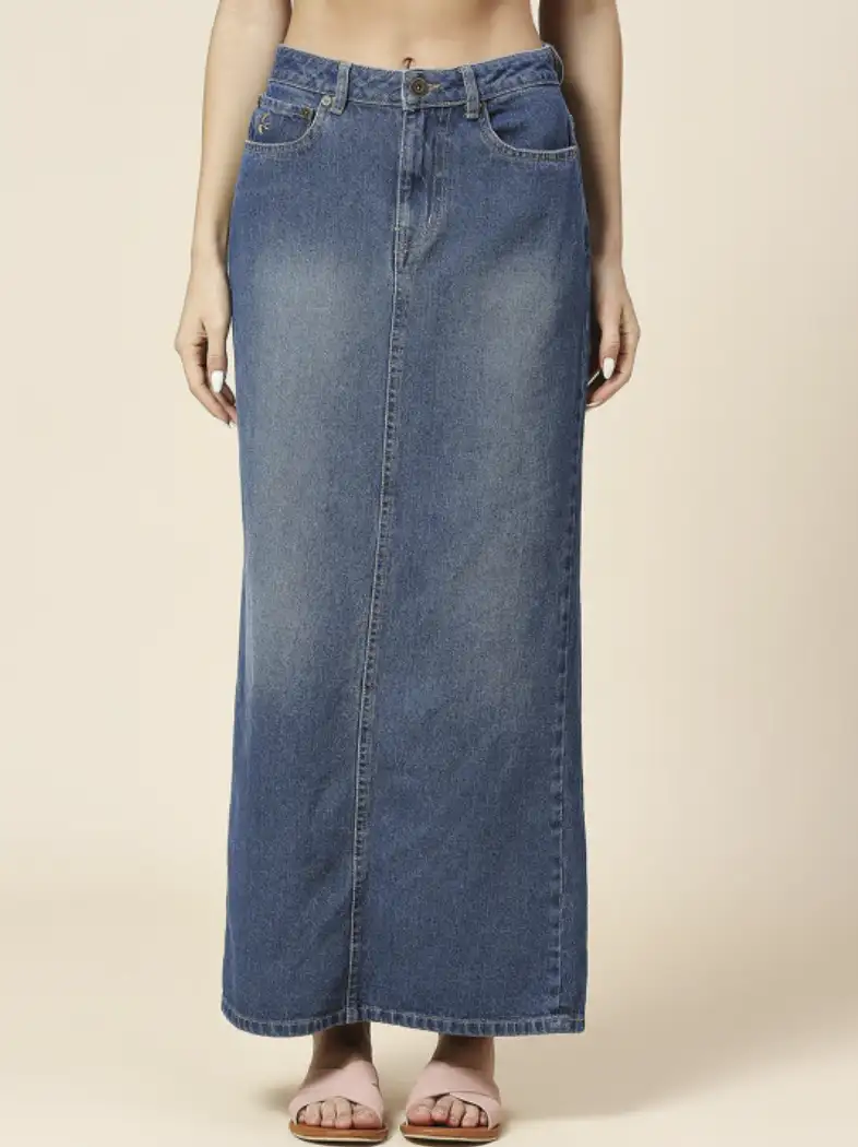 Image for ChemistryFadedPureCottonDenimStraightSkirt