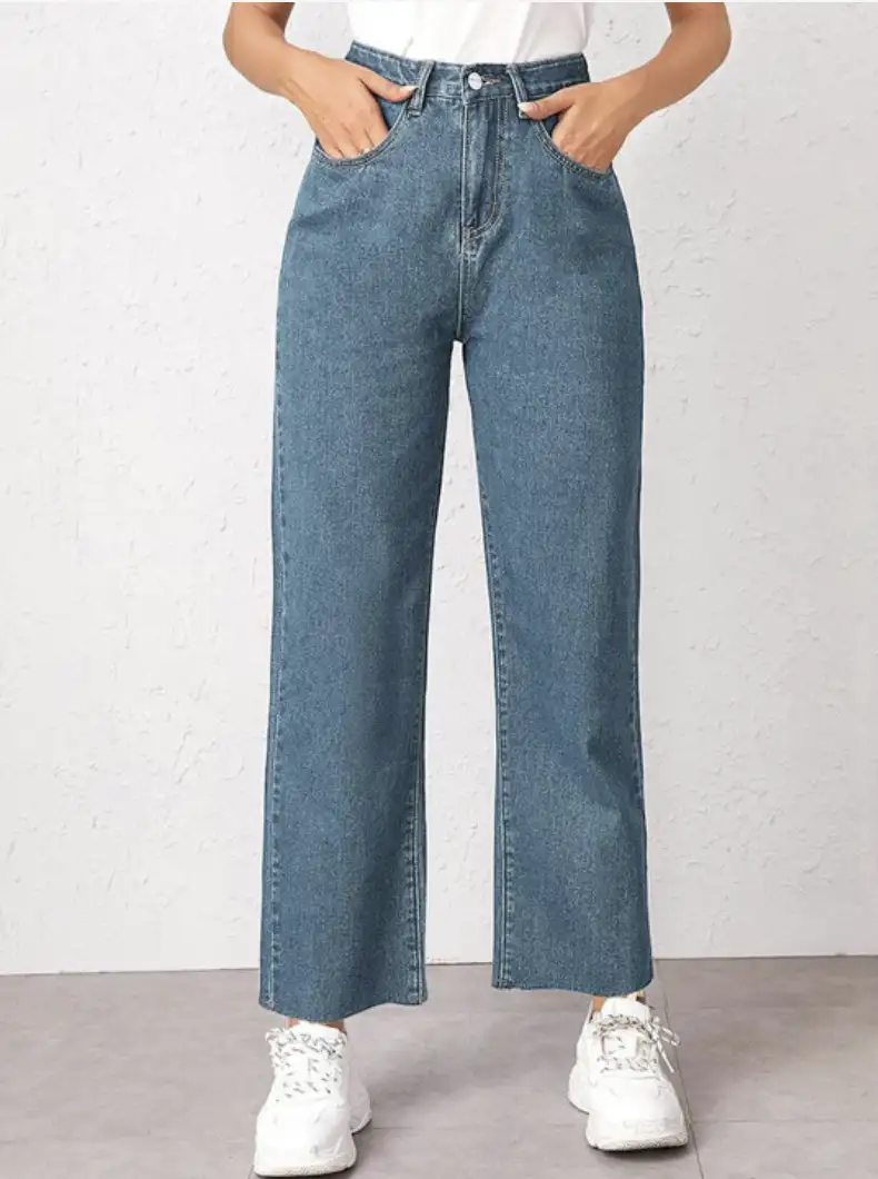 Image for KottyWomenStraightFitHigh-RiseStretchableCroppedJeans