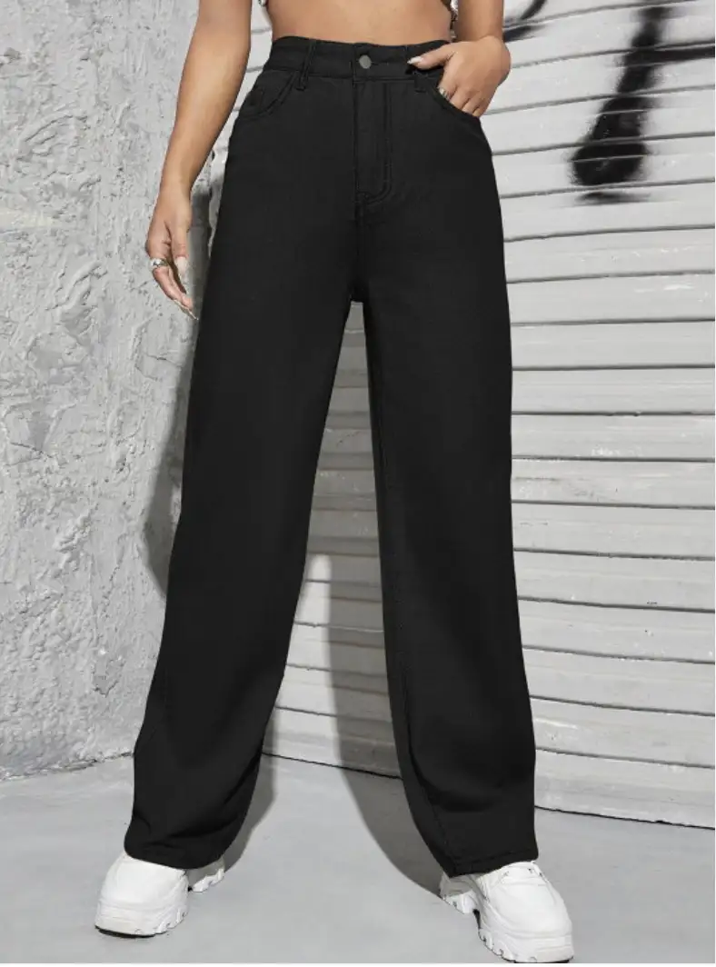 Image for KOTTYBasicsWomenBlackJeanStraightFitHigh-RiseCleanLookStretchableJeans