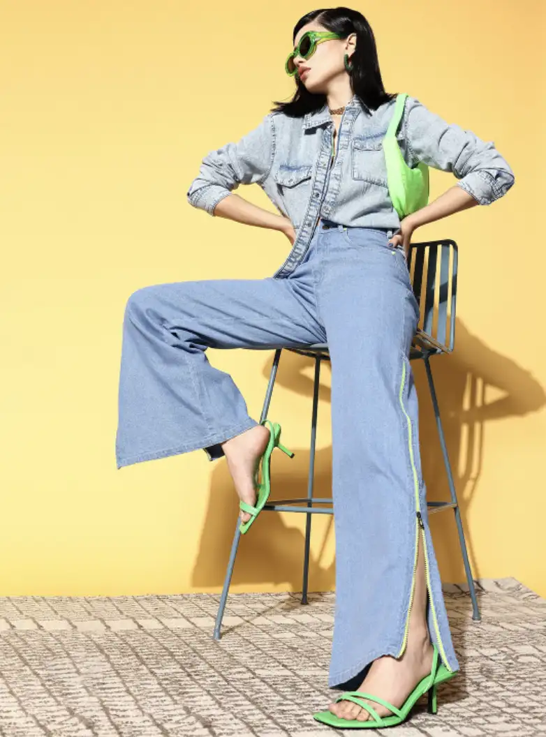 Image for SASSAFRASWomenStylishBlueHigh-RiseStraightFitStretchableJeans