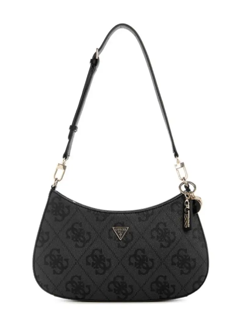 Image for GUESSPrintedPUHalfMoonShoulderBag