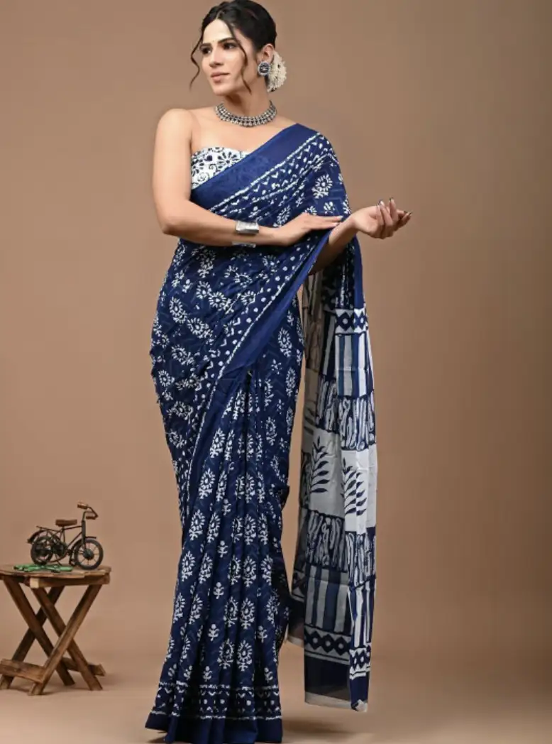 Image for ModaRapidoEthnicMotifsPrintedPureCottonIkatSaree