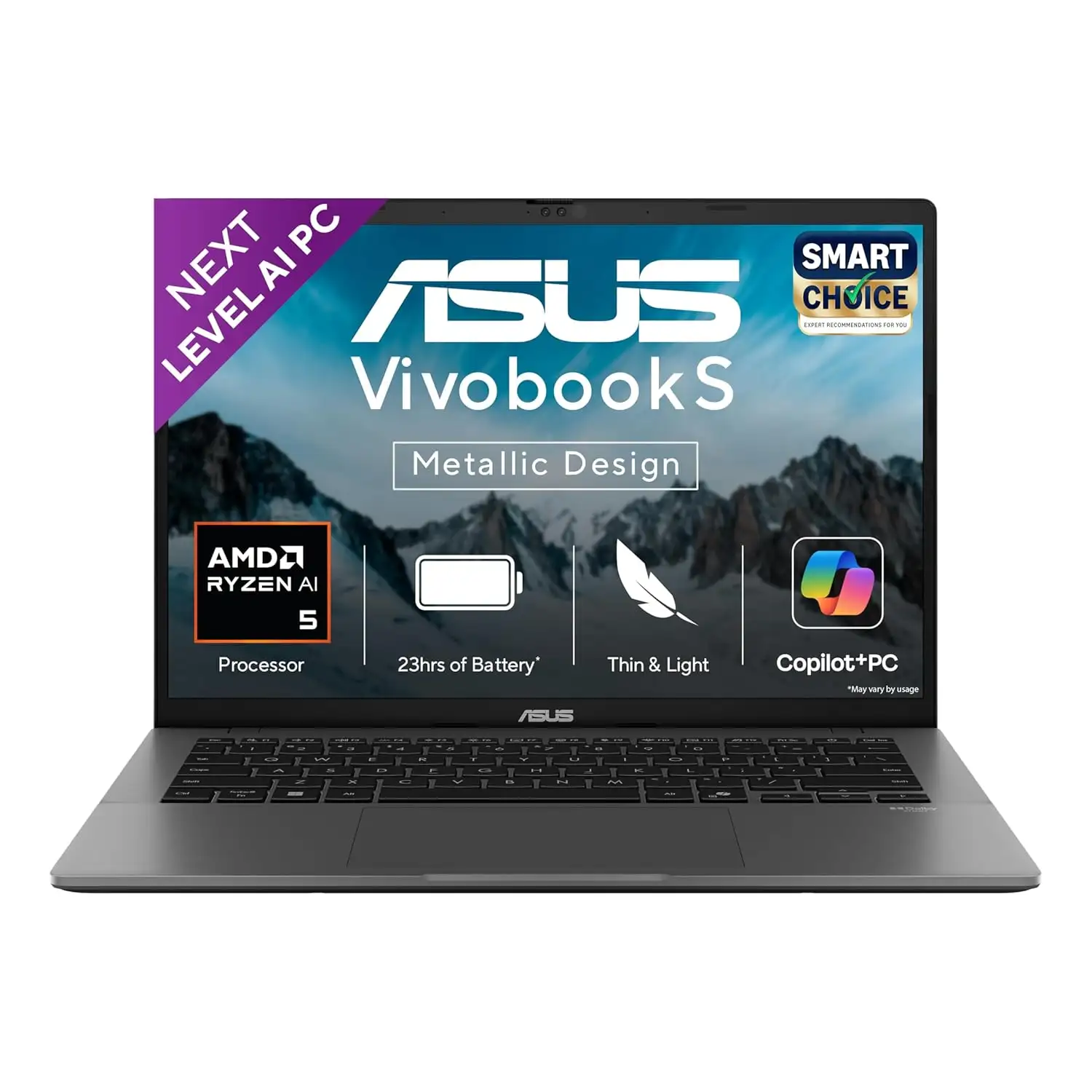 Image for ASUSVivobookS14Smartchoice%2CAMDRyzenAI5MetallicDesignLaptop