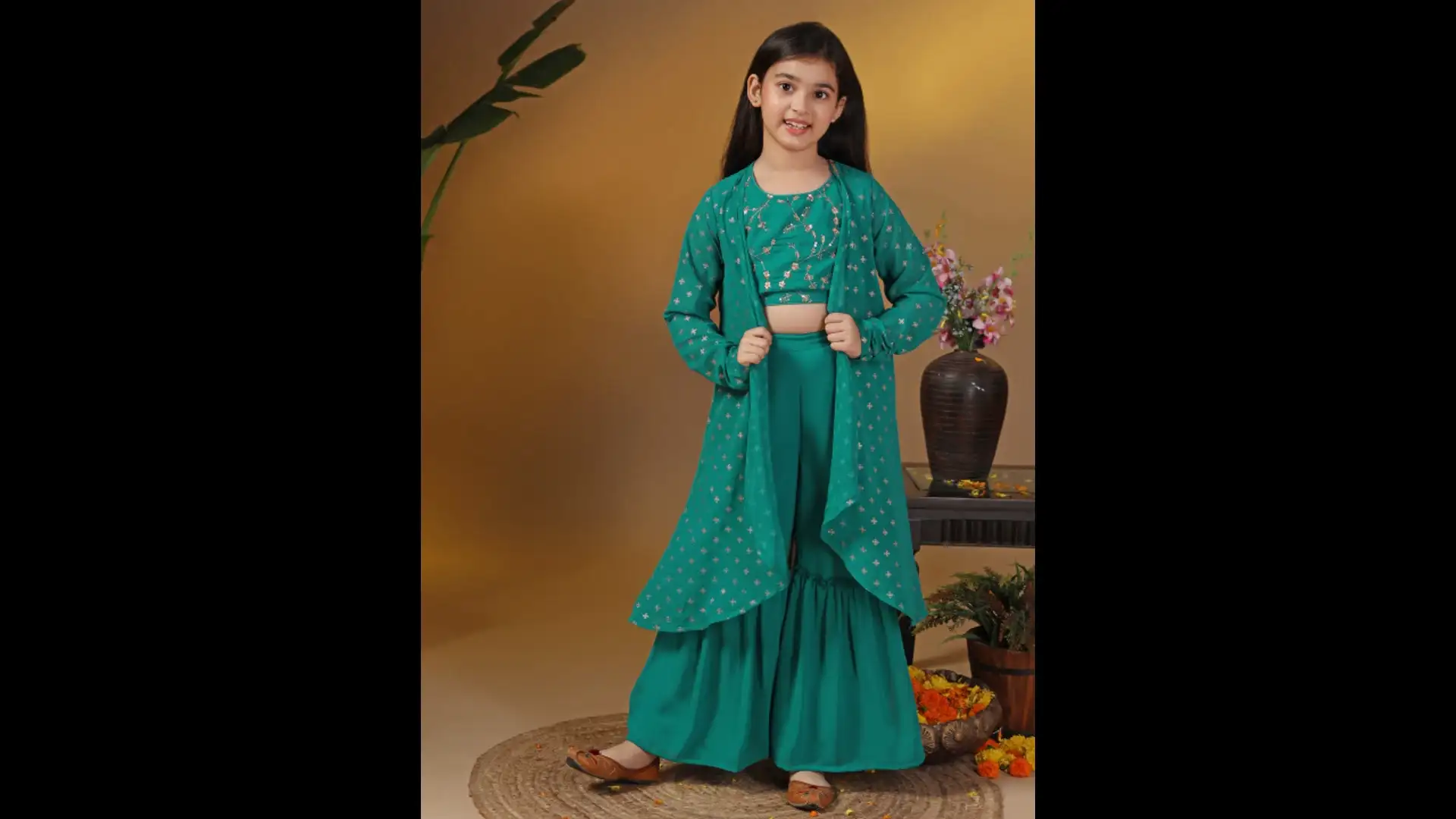 Image for FASHIONDREAM-GirlsFloralEmbroideredTopwithSharara%26amp%3BShrug