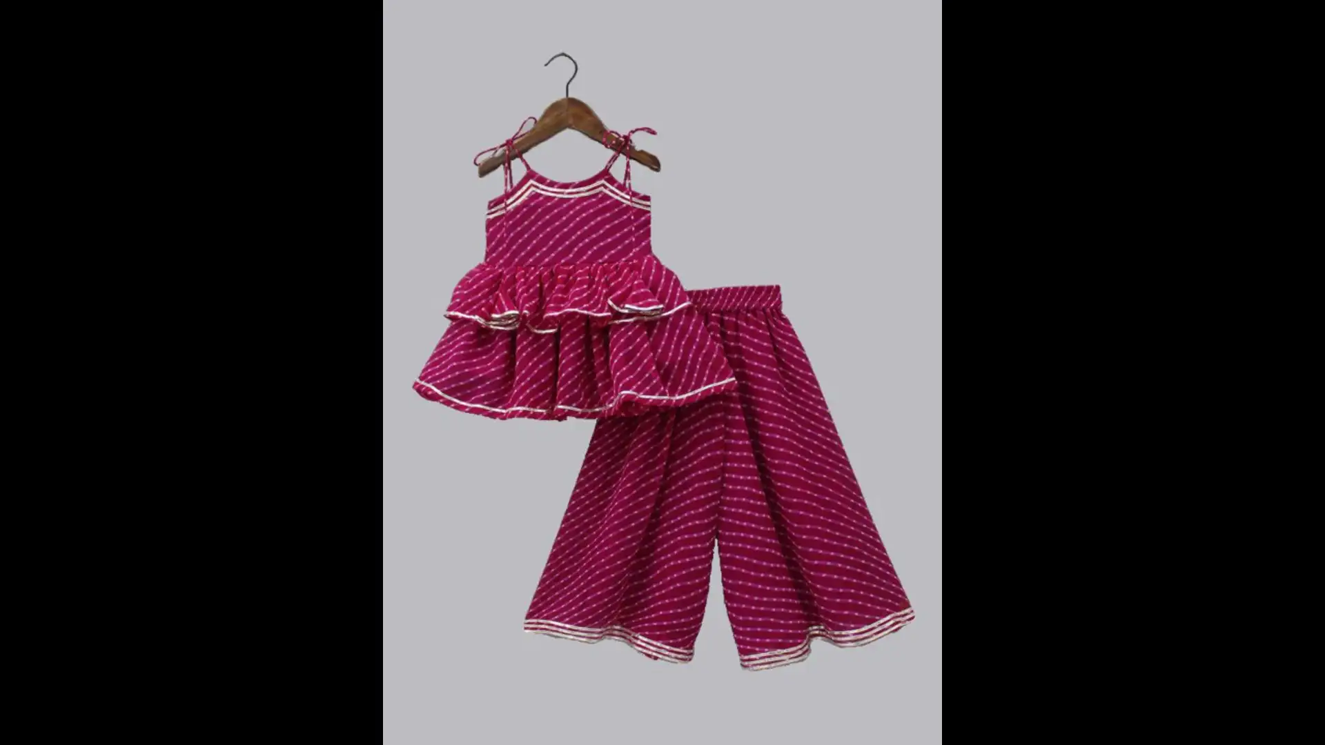 Image for BAESD-GirlsStripedPrintedRegularGottaPattiA-LineKurtiwithPalazzos